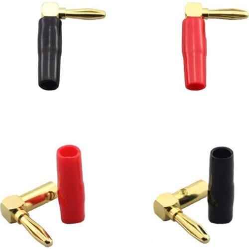 GTBL [4 Pack] Hi-end Copper Right Angle/90 Degree Screw Type Banana Plug / Speaker Cable Connector [Banana De L]
