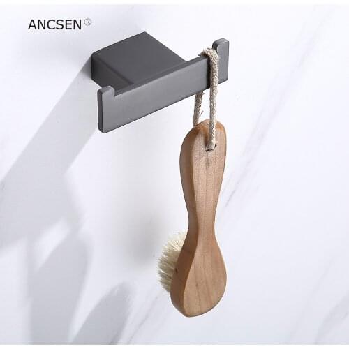 GunGrey Stainless Steel Robe Hook Towel Hook Wall Mount Square Towel Robe Coat Hat Door Hanger Bathroom Kitchen Hardware Pendant