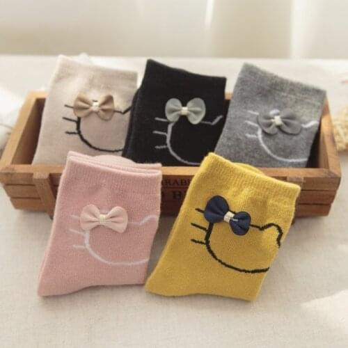 Cotton Girls Baby Socks Mid Tube Cartoon Solid Color Sokken Kids Kaos Kaki Anak Chaussette Enfant Garcon Meia Menino Children1PC