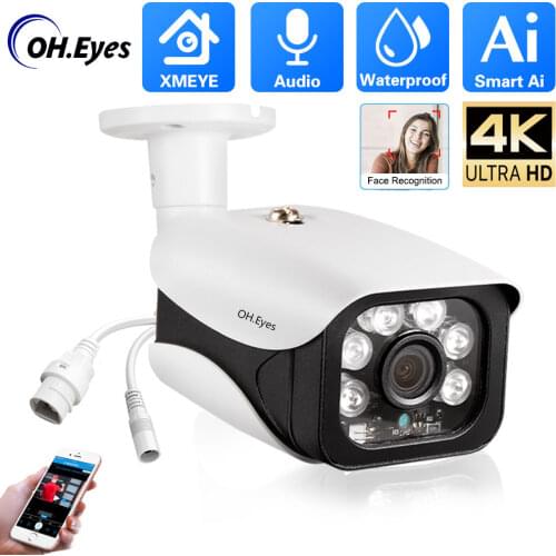 1PC Ultra HD 8MP POE Camera 4K IP67 Weatherproof Security Network Bullet Night Vision Email Alert Metal CCTV Camera