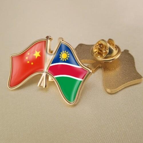 China and Namibia Crossed/Double/Friendship Flags Lapel Pins/Brooch/Badges