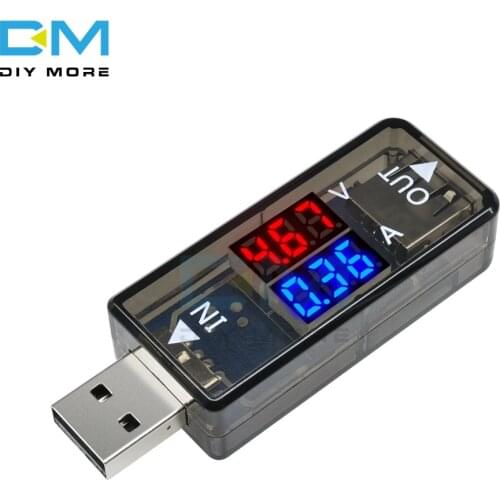 Mini 5V USB Current Voltage Meter charger Tester Voltmeter Ammeter Detector Digital Red Blue Display 3.3-18V 3A For Phone Power