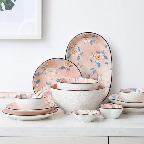 Multi color graffiti ceramic tableware rice bowl Fish plate Soup bowl Salad dish spoon Pizza tray CSTY2