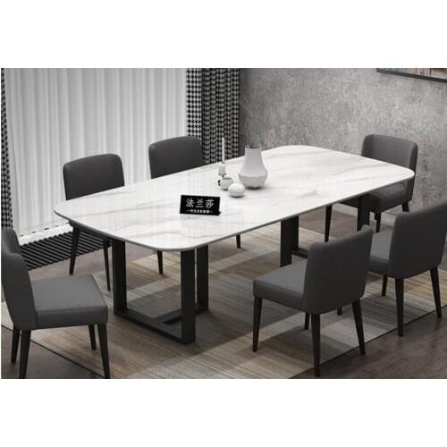 Marble dining table modern minimalist small apartment dining table Italian light luxury black dining table home Nordic dining ta
