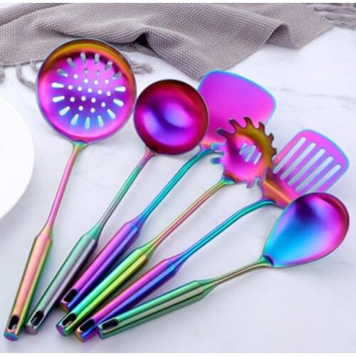 4/7 pcs Utensil Stainless Steel Kitchenware Set Long Handle Cooking Tools Matt Polish Slotted Turner Gold Kitchen Accessories