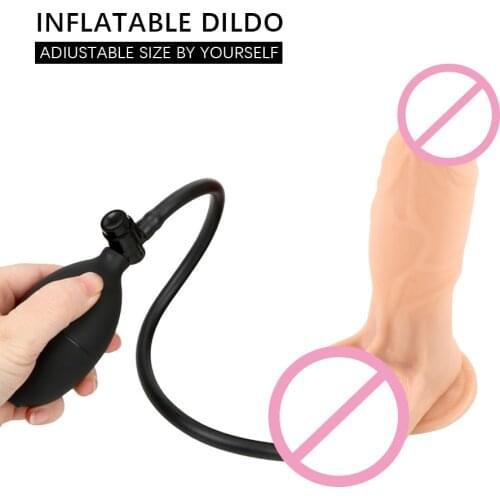 Inflatable Realistic Penis Flesh G Spot Massager Big Butt Plug Dildo Huge Sex Toys For Women Anal Plug Pump Adult Products