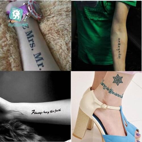 Flashion Black Letter Tattoo Stickers Arabic Style Body Art Chest Leg Water Transfer Fake Arm Tattoo Waterproof Taty