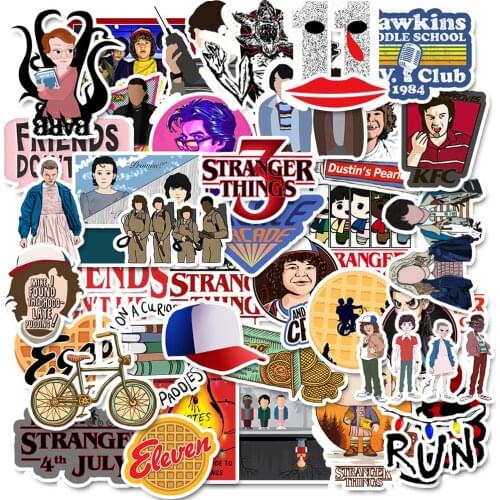 50PCS Stranger Things Waterproof Stickers DIY Motorcycle Luggage Guitar Skateboard Cool Stickers Decal Classic Toy Gift for Kid