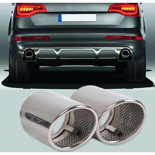 DWCX 2X STAINLESS STEEL FINISHER END EXHAUST TAIL REAR MUFFLER TIP PIPE TAILPIPE For AUDI Q7 2006 -2008 2009 2010 2011 2012 2013