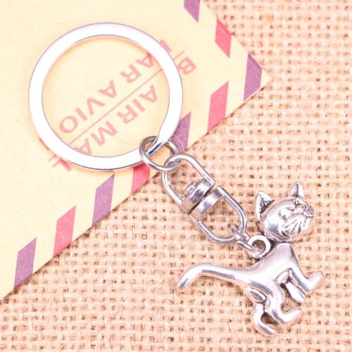 New Fashion Keychain 30x22mm cat Pendants DIY Men Jewelry Car Key Chain Ring Holder Souvenir For Gift