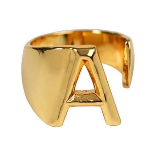 New Adjustable Open Ladies Meaningful Gold Initial Rings Jewelry Gift Chunky A-Z Letter Rings For Women