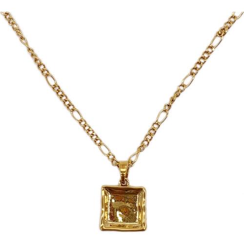 Brass With 18K Gold Square Charms Necklace Women Jewelry Runway T Show Party Designer Gown Top Ins Japan Korean Trendy