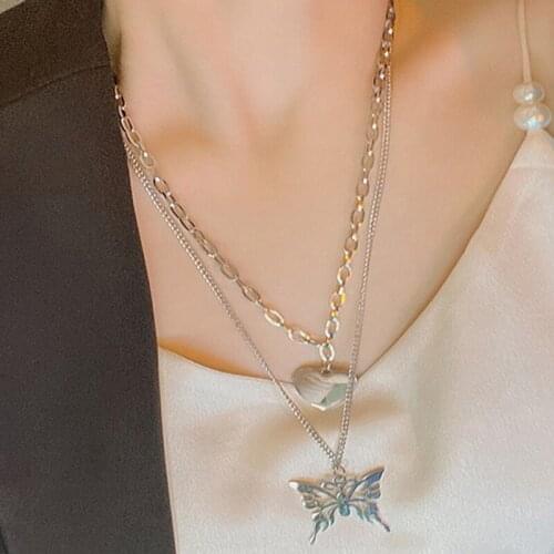 One Piece Gothic Butterfly Titanium Steel New Necklace For Women INS Simple Charm Hip Hop Fashion Womens Jewelry Free Shipping