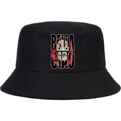 La Casa De Papel Print Bucket Hats Summer Cap House Of Paper Money Heist Unisex Fashion Foldable Fisherman Hat Panama Bucket Hat