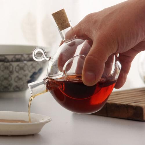 Transparent Glass Oil Bottle Vinegar Sauce Container Creative Double Layer Glass Spice Leak-proof Oil Vinegar Sauce Storage