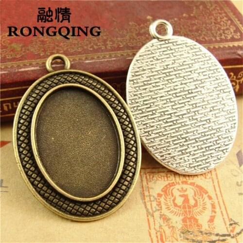 RONGQING 25*18MM 30pcs/lot oval Retro Tray necklace DIY Accessories Wholesale Craft