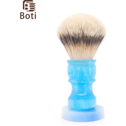 Boti Brush-Blue Resin Handle And Shd Leader Silvertip Badger Hair Bulb Knot Shaving Brush Essential Daily Beard Care Products