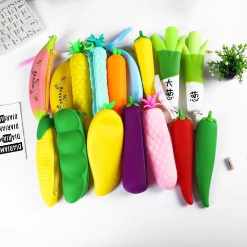 Fruit And Vegetable Modeling Pencil Case Student Silicone Pen Bag Simple Creative Kawaii Bag Girl Cute Stationery Storage Box