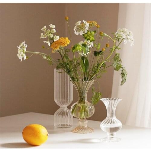 Nordic Glass Flower Vase Transparent Hydroponic Plants Vases Dried Flower Pot Flower Arrangement Terrarium for Home Decor