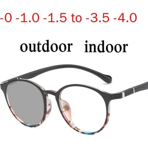 MINCL/Nearsighted Men Fashion Round Sunglasses Myopic Photochromic Lens Full Frame Vintage Lady Optical Glasses UV With Box NX