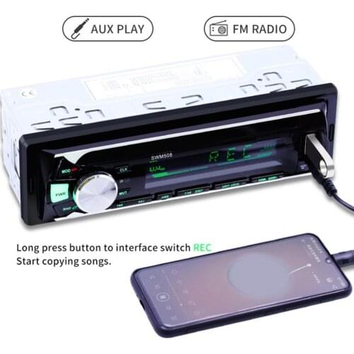 SWM-508 Car FM Radio Player Bluetooth Hands-free 12V Card Insert Audio MP3 Player for Vehicles