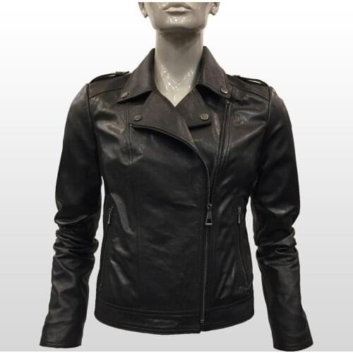 Women Genuine Leather Black Jacket Real Sheepskin Coat Motorcycle Biker Plus Size Slim Short Casual Coat New Fashion Outerwear