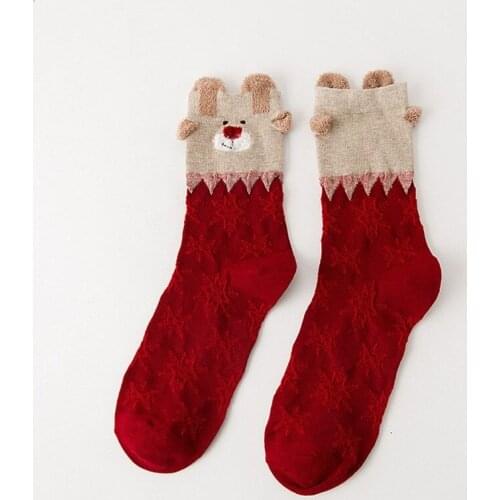 2021 Women Sock Winter Warm Christmas Gifts Stereo Socks Soft Cotton Cute Santa Claus Deer Socks Xmas Christmas Socks Cute
