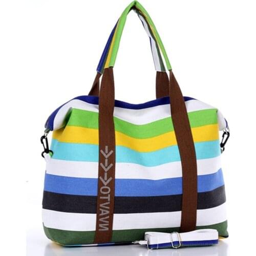 Women Handbags Vintage Shoulder Bags Retro Stripe Canvas Tote Bag For Girl Large Female Casual Hand Crossbody Bag Sac Femme