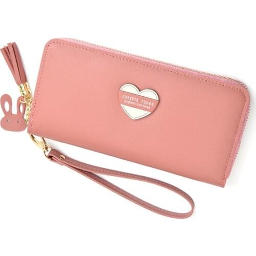 Zipper Women Wallet Cards ID Holder Lady Purses Money Bags Female Coin Purse Pocket Clutch Wristlet Heart Wallet Pouch Notecase