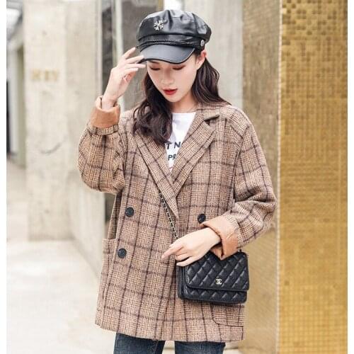 Women blazers Female 2019 Runway Jacket Tweed Wool Autumn Winter Button Suits Coat Plus Size Elegant Slim Ladies Blazers S0256