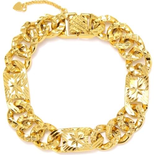 Women Wide Cuff Bracelet Fashion 24 k Yellow Solid Fine Gold Metal Brace Starlit Shape Urban
