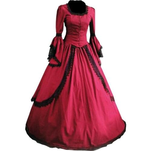 Partiss Women Lace Floor-length Gothic Victorian Dress