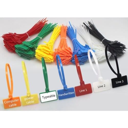 100 colorful and easy to mark 4*150mm nylon ties, network cable labels, plastic ring ties, cable labels, self-locking cable ties