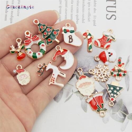 GraceAngie 15pcs/15Pair christmas charms for jewelry making Xmas Boot Snowman Boot Snowflake Charms Pendants Jewelry Making Gift