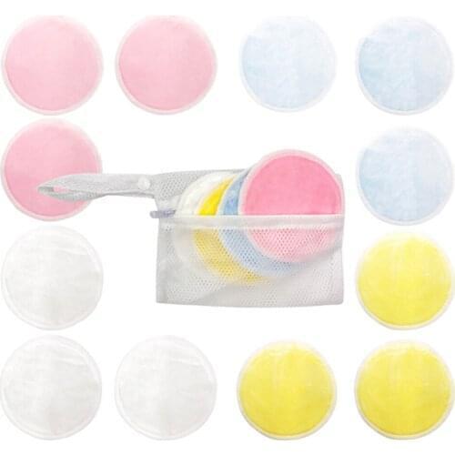 16pcs Bamboo Wool Organic Cotton Washable Reusable Pads Make up removers Cleaning microfiber makeup remover Beauty Tools