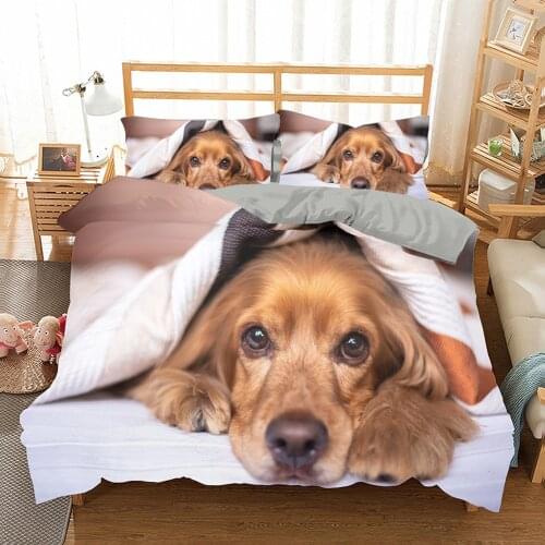 2/3pcs Home Textile Cute Puppy Print Duvet Cover Full Size 200*240 Double Bedding Set Queen Dog Pattern Quilt Cover Pillowcase