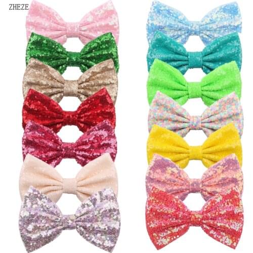 2Pcs/Lot 7"Big Shiny Sequin Bow For Children Headband Girls High Quality Barrettes Glitter Hair Clips Accessories