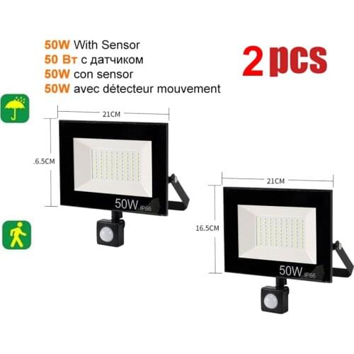 2 pcs 220V 10-100W LED FloodLight Spotlight Exterior Street wall reflector LED Lights PIR Motion Sensor Activated Separable Ligh