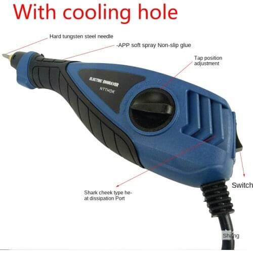 220V With Cooling Hole Electric Engraver Metal Variable Speed Engraving Pen - Carbide Steel Tips for Steel Wood DIY Power Tool
