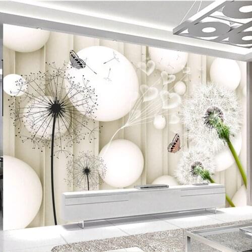 3D Stereo Sphere Dandelion Photo Murals Wallpaper Living Room TV Sofa Background Wall Cloth Home Decor Modern Wall Paper For 3 D