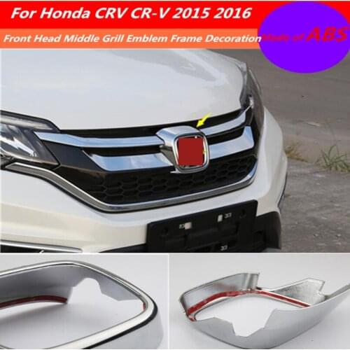 ABS Chrome Front Head Middle Grill Emblem Frame Decoration Molding Cover Kit Trim Accessories For Honda CRV CR-V 2015 2016