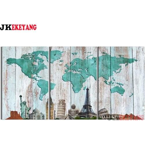 3pcs 5D Diy round/square diamond painting world map Diamond Mosaic Embroidery cross stitch Y4052