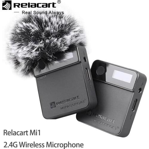 Relacart Mi1 MI2 2.4G Wireless Microphone System Receiver Transmitter Kit 3.5mm Lavalier Microphone For DSLR Camera Phones