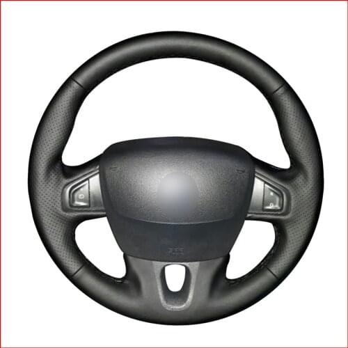 Black Artificial Leather Car Steering Wheel Cover for Renault Fluence (ZE) 2009-2016 Megane Scenic 2008-2016 Kangoo 2014-2019