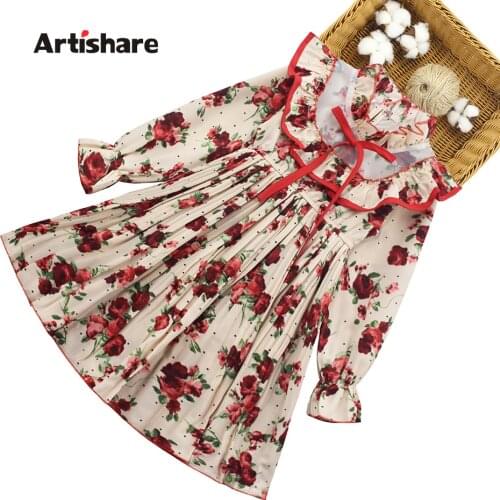Kids Dresses For Girls Floral Girls Dress Kids Casual Style Children Party Dress Spring Autumn Childrens Clothing 6 8 10 12 14