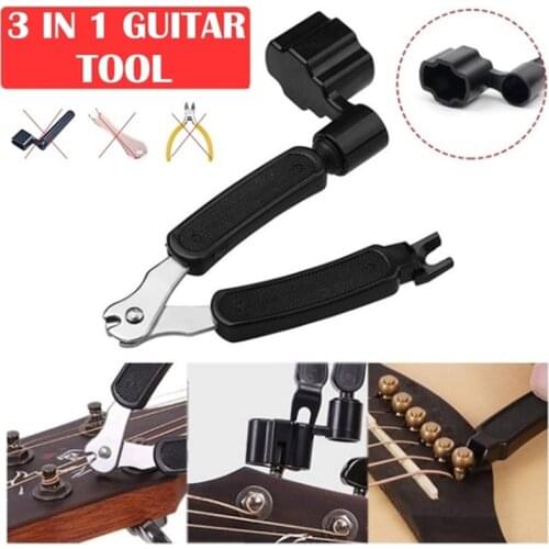 Guitar Tuning Tool 3 In 1 Stringed Instrument Accessories Guitars String Cutter Pin Puller Guitar Winder String Clamp Remover