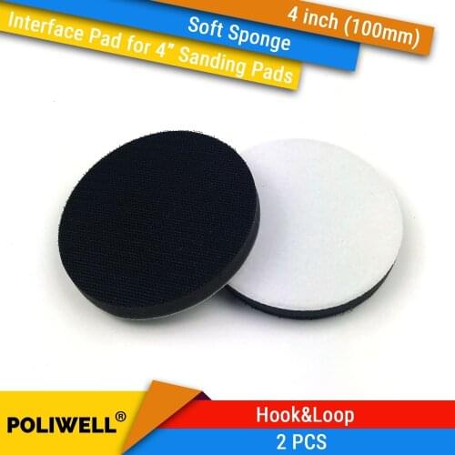 2PCS 4 Inch(100mm) Soft Sponge Interface Pads for Back-up Sanding Pad and Hook&Loop Sanding Discs for Uneven Surface Polishing