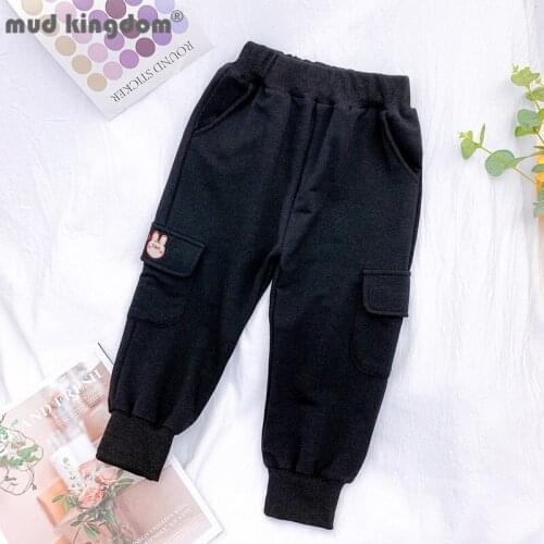 Mudkingdom Boys Girls Overalls Loose Embroidery Slant Pocket Elastic Waist Thin Casual Cargo Pants Toddler Spring Autumn Clothes