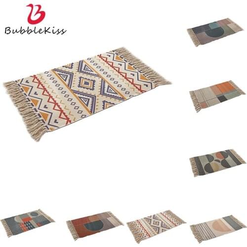 Bubble Kiss Nordic Style Carpet Geometric Pattern Rugs for Living Room Cotton Tassel Design Sofa Carpet Customize Decor Carpet