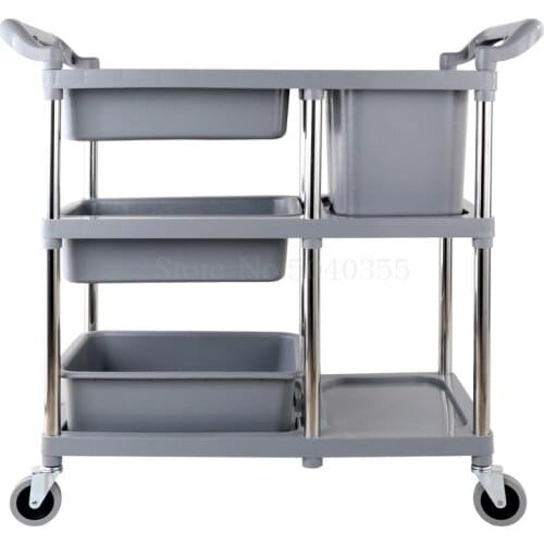 Commercial hotel restaurant multi-function dining car collecting food carts collecting bowls cart trash cans
